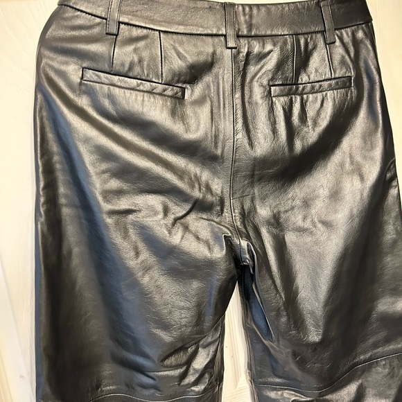 NWT Black Lauren ralph Lauren Genuine Leather Cropped Wide Leg Pants 8 - Picture 7 of 7